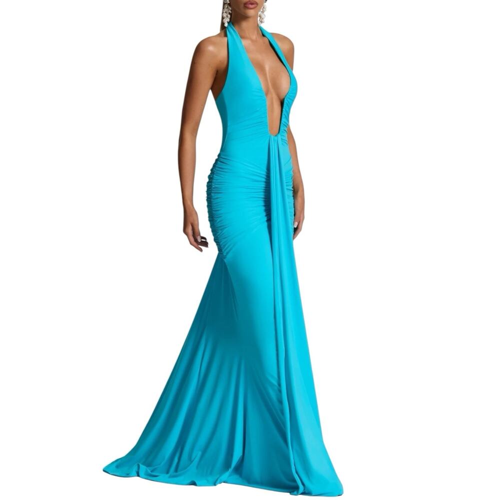 NWT Baby Boo Rosetta Maxi Dress Size XS Aqua Blue - Picture 3 of 10